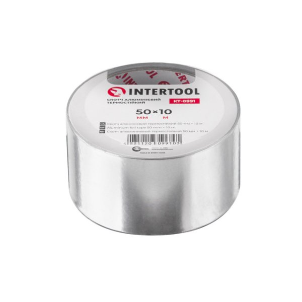 Скотч алюмінієвий термостійкий 50 мм * 10 м. INTERTOOL KT-0991