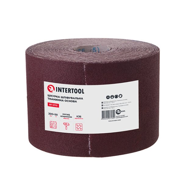 Шкурка шліфувальна на тканинній основі К36, 20cм x 50м INTERTOOL BT-0713