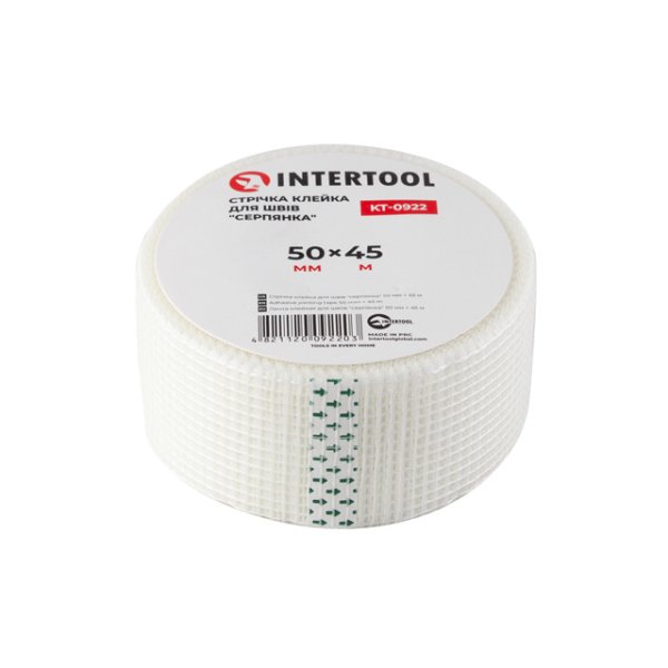 Стрічка клейка для швів "серпянка", 45 м, 50 мм INTERTOOL KT-0922