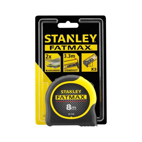 Рулетка вимірювальна FatMax Blade Armor довжина 8 м, ширина 32 мм в корпусі з АВС-пластика STANLEY 0-33-728