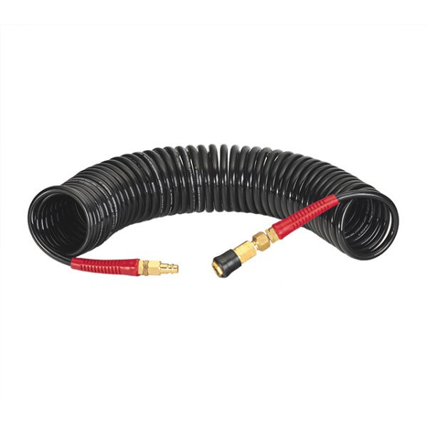 Шланг BLACK M-Flex 6,5×10 мм, 10 м, спіральний поліуретановий, з поворотним шарніром, латунними швидкороз'ємними з'єднаннями, STORM INTERTOOL PT-1793