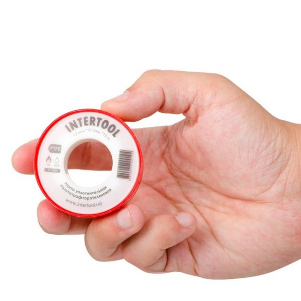Стрічка тефлонова, фум (политетрафторетиленова), 15 м, 12×0,1 мм, 0,2 г/см³ INTERTOOL IT-0001