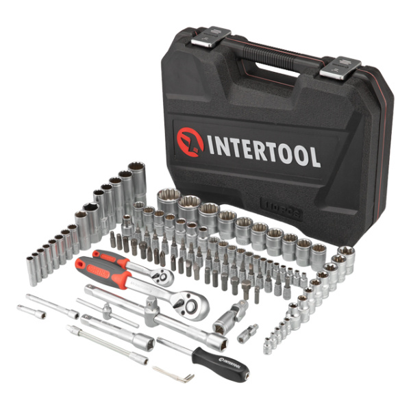 Набір інструментів 1/2" & 1/4" 110од, 12-гр INTERTOOL ET-9109