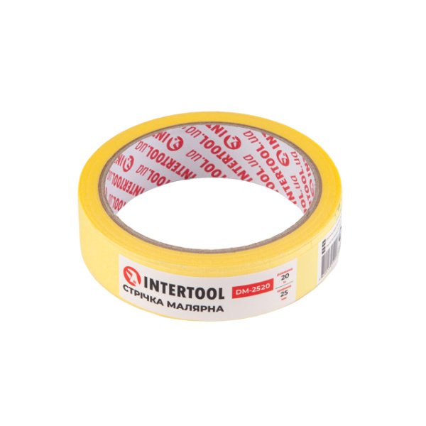 Стрічка малярна 25мм, 20м, жовта INTERTOOL DM-2520