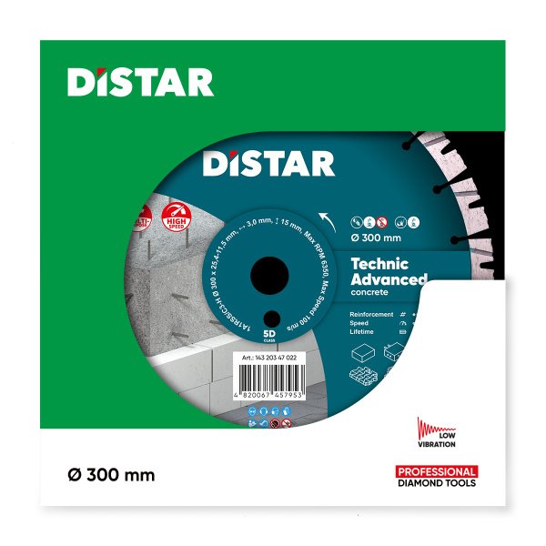 Круг алмазний вiдрiзний Distar 1A1RSS/C3 300x3,0/2,0x15x25,4-(11,5)-22-HIT Technic Advanced