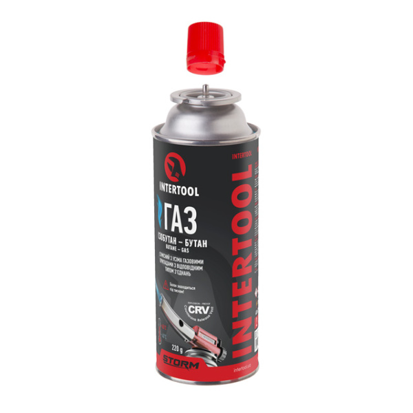 Балон газовий 220 г, від -45 ° С до +45 ° С, Система захисту CRV, STORM INTERTOOL GS-0022